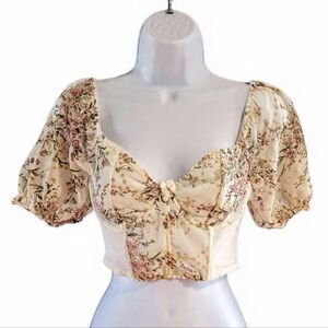 Floral Cropped Corset Inspired Fairy Fairycore Delicate Feminine Coquette Girl S